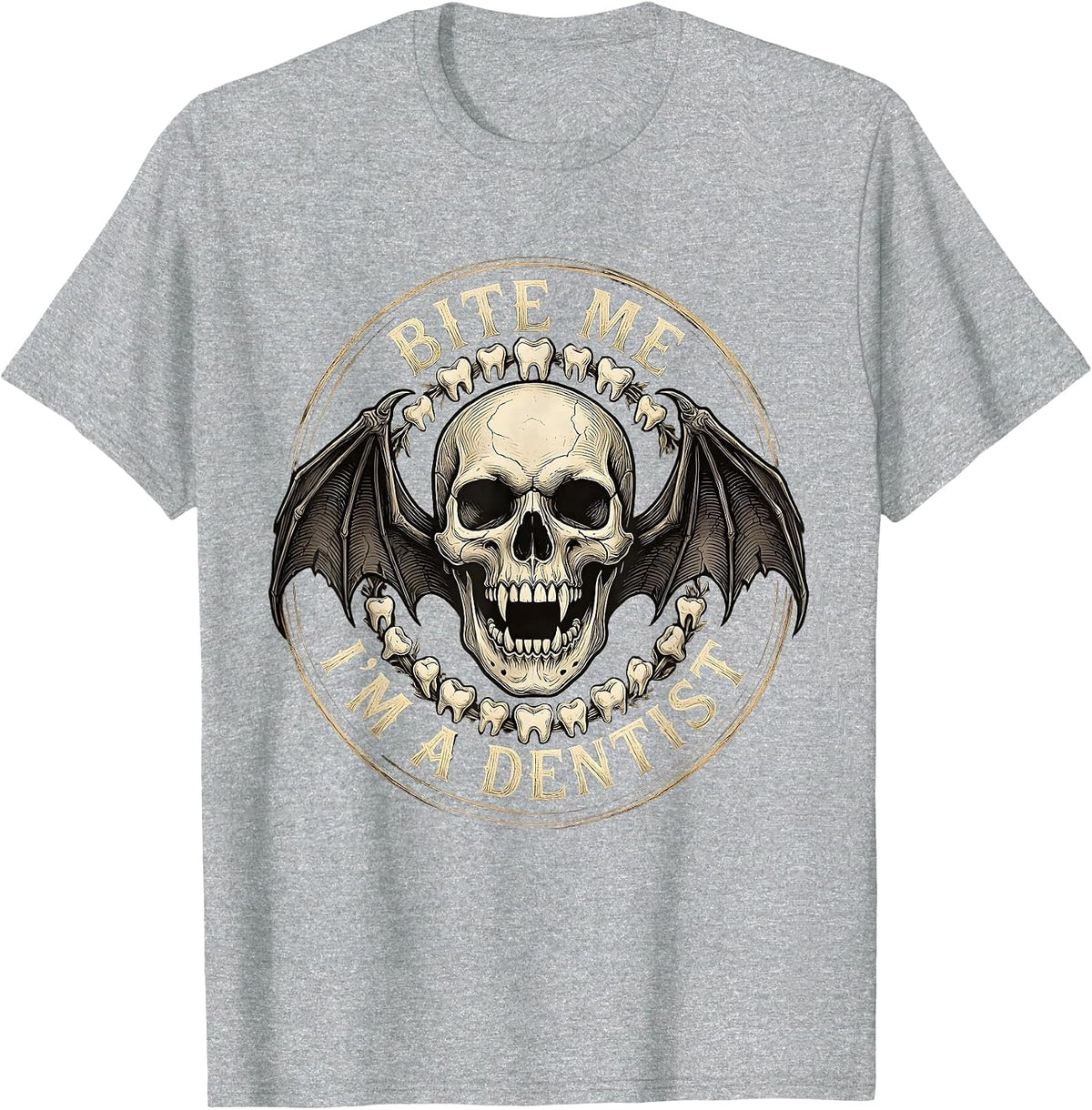 Men's Bite Me I'm A Dentist Halloween Design T-Shirt - Heather Grey