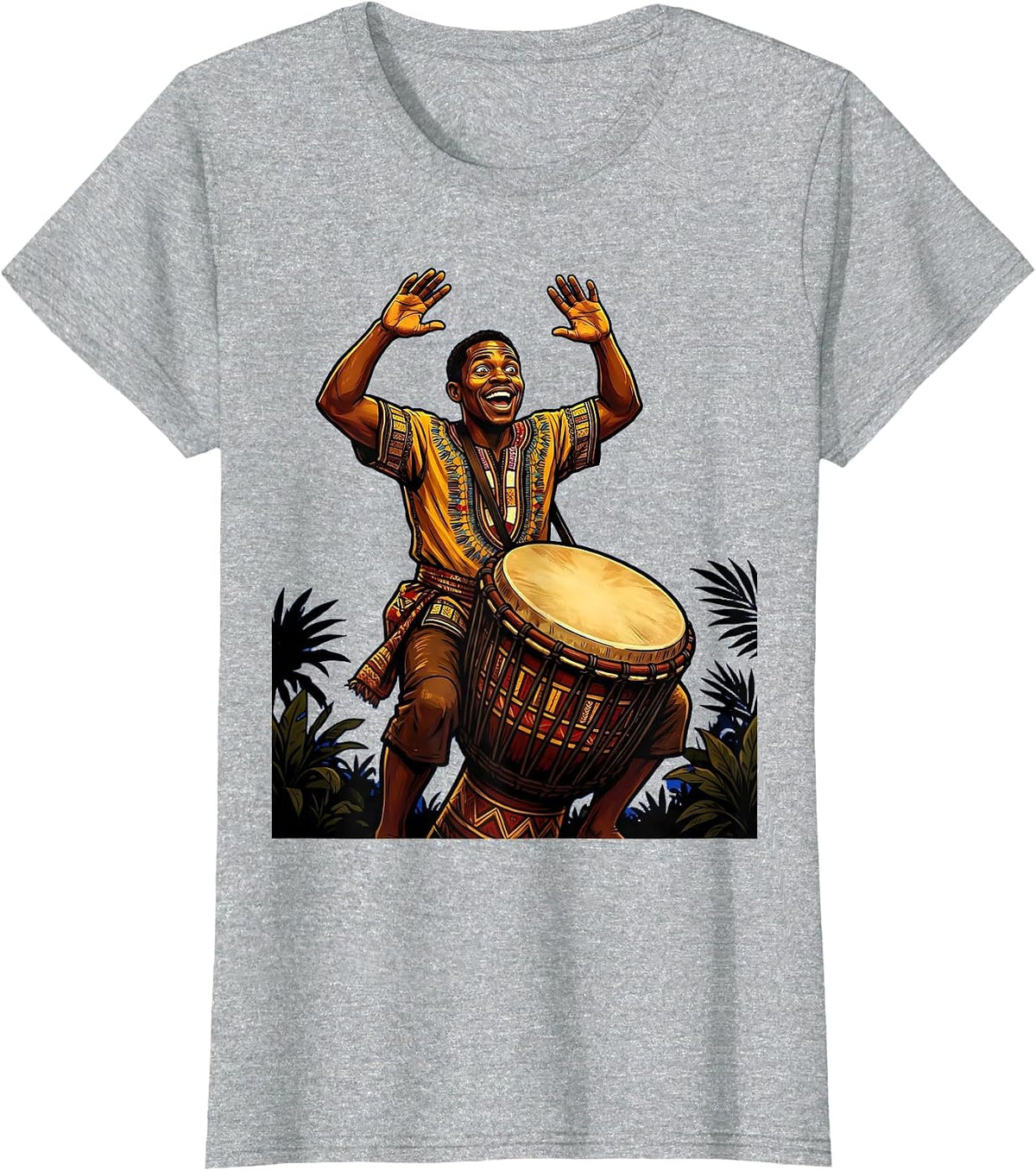 Women's Garifuna Drummer Honduras Cultural Art T-Shirt - Heather Grey