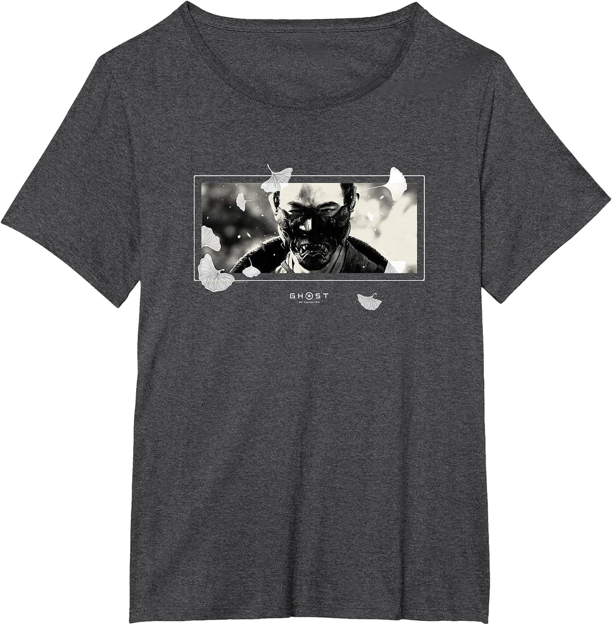 Ghost of Tsushima White Falling Leaves T-Shirt - Dark Heather Grey