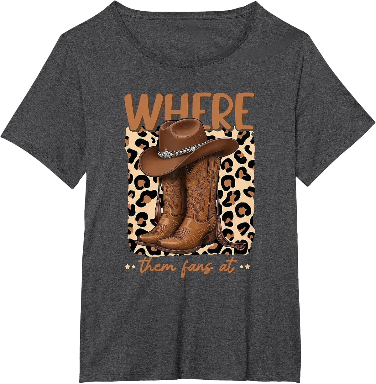 Where Them Fans at Boots On Da Ground Cowgirl Linedance T-Shirt - Dark Heather Grey