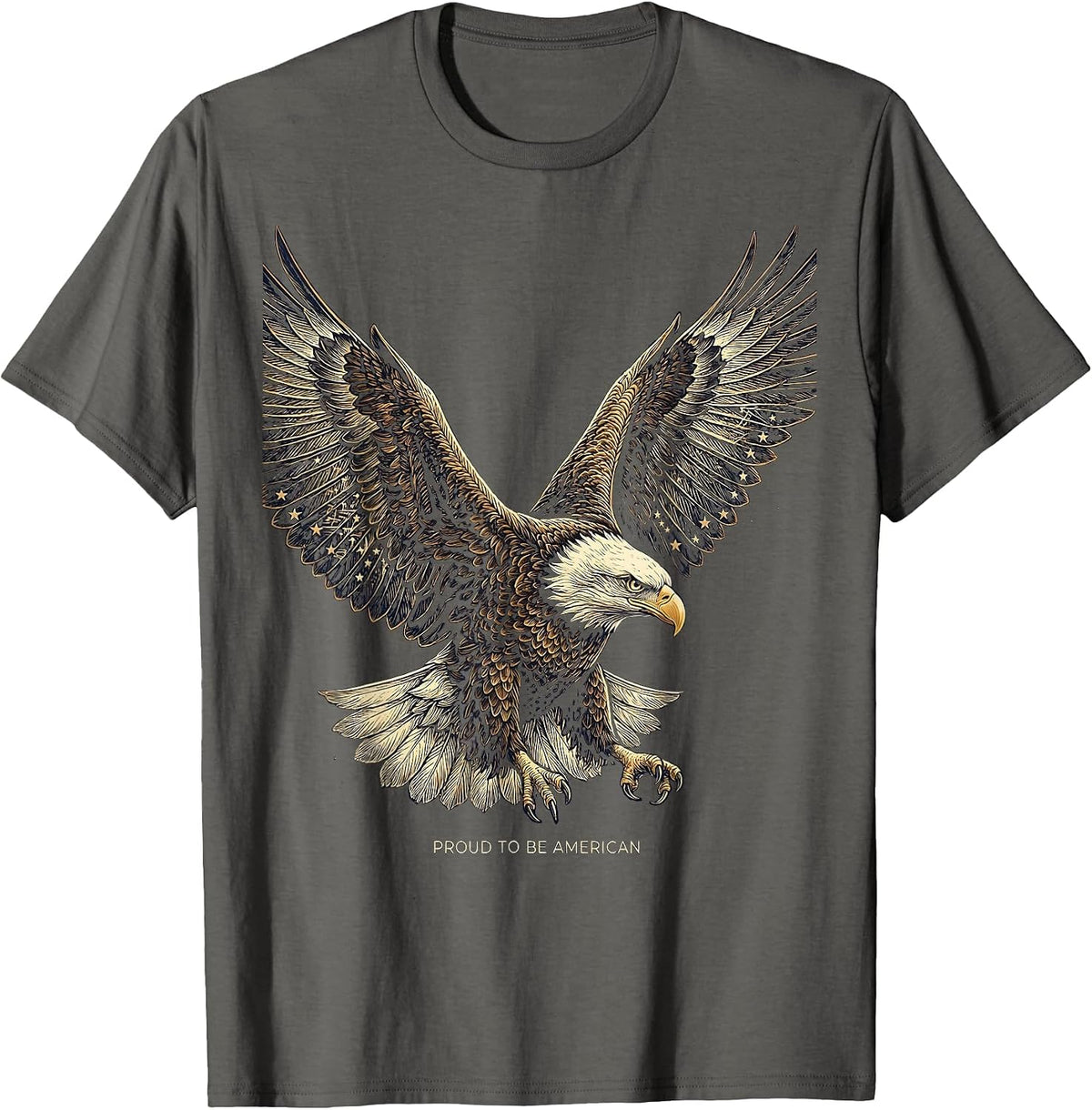 Proud to Be American Red White and Blue Design T-Shirt - Asphalt Grey