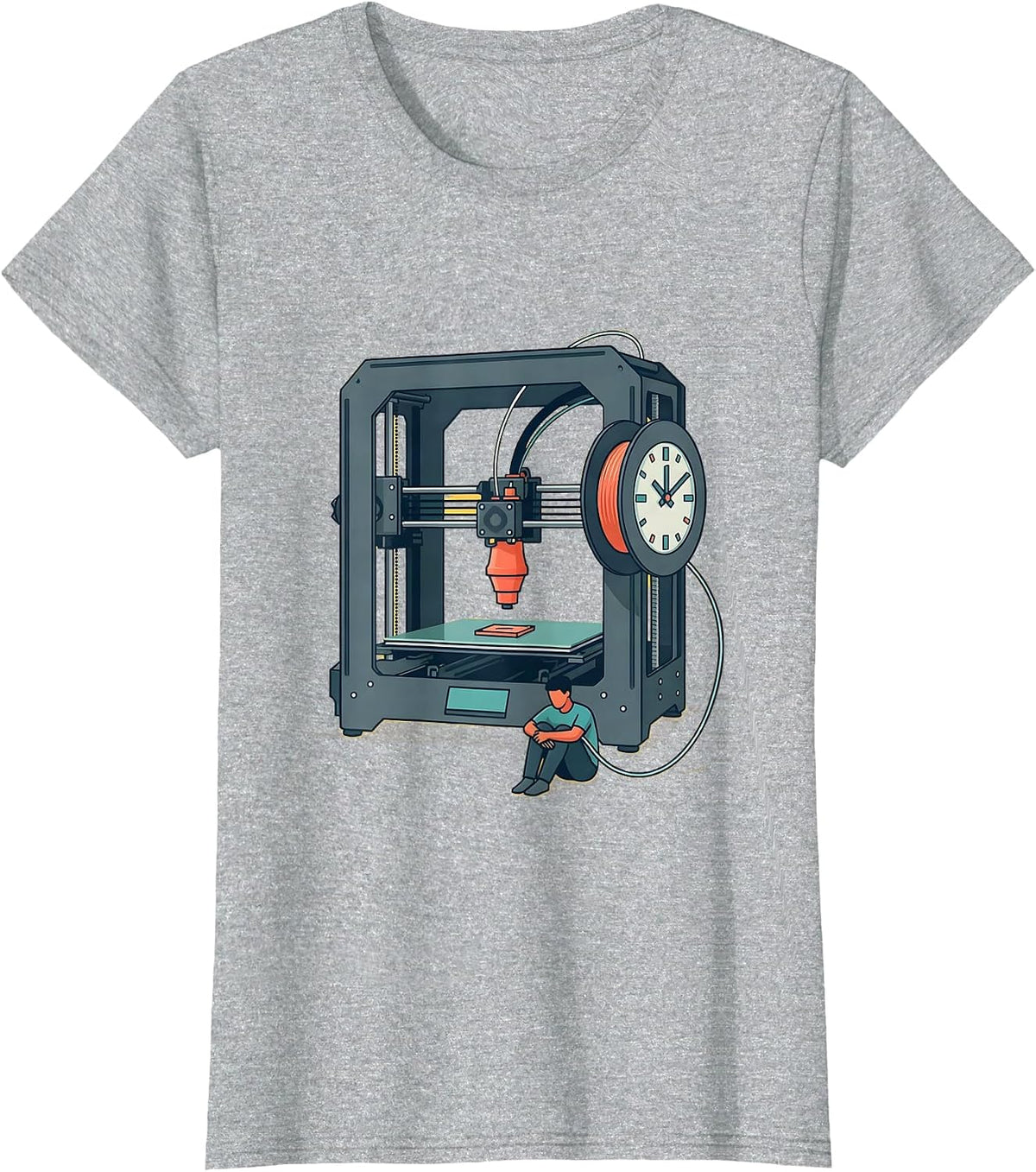 3D Printer Filament Loop Hobbyist Humor Geek Gift T-Shirt - Heather Grey
