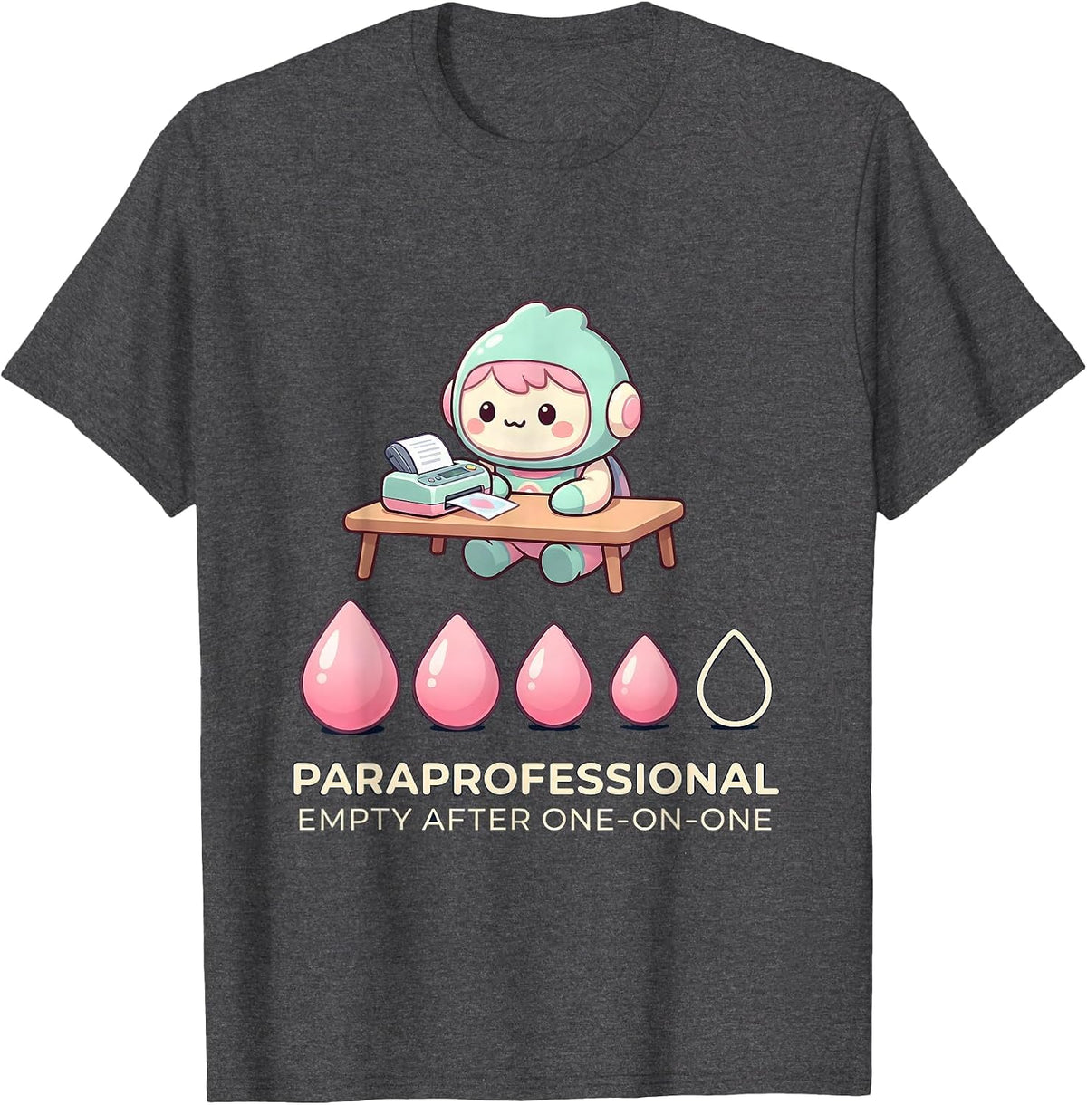 Men's PARAPROFESSIONAL Cute Kawaii School Staff Appreciation T-Shirt - Dark Heather Grey