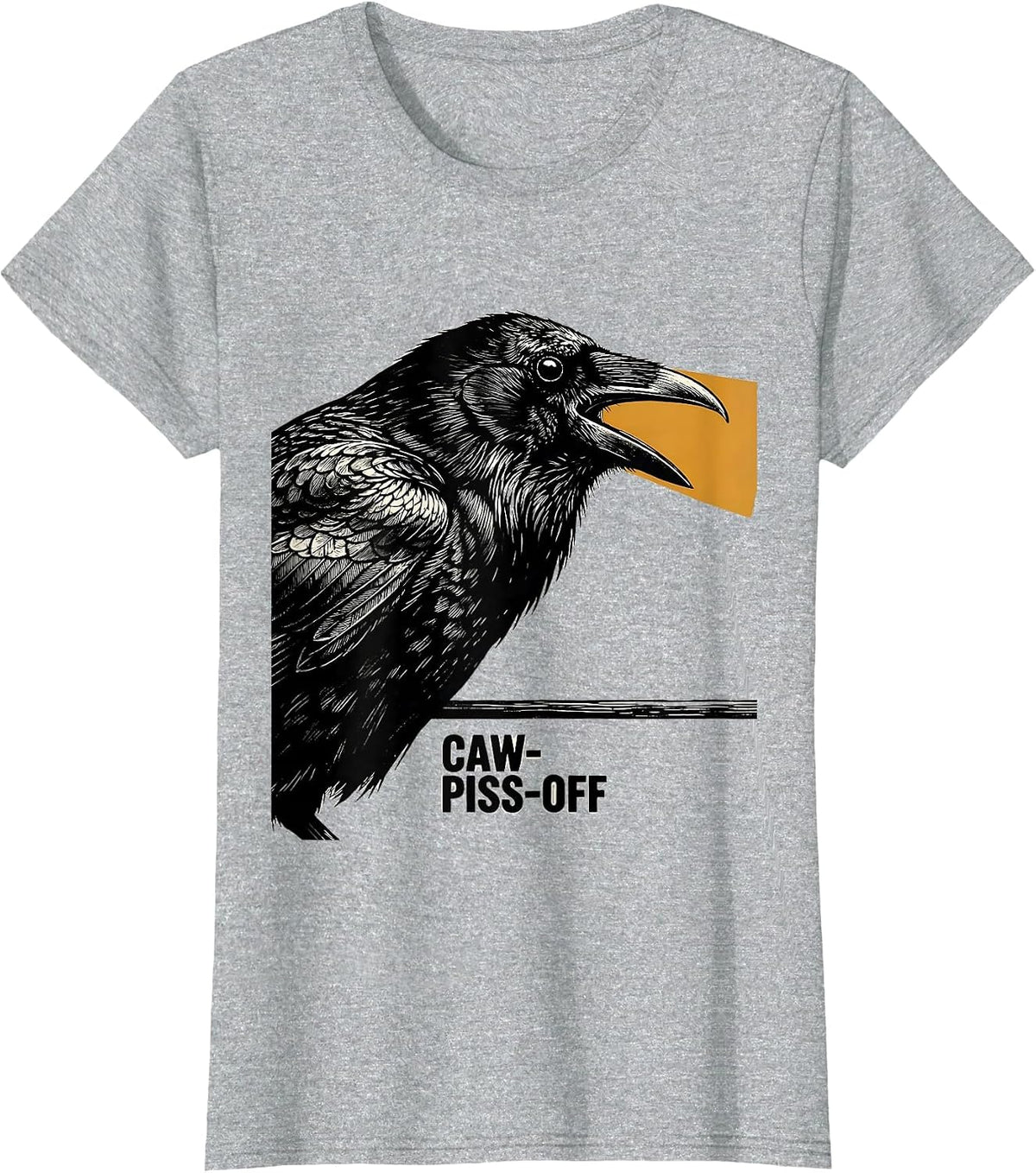 Caw-Piss-Off Funny Crow Raven Lover Bird Meme Humor T-Shirt - Heather Grey