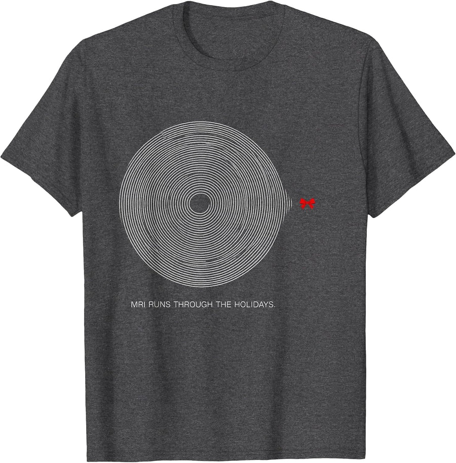 Men's MRI Runs Through The Holidays Funny Radiology Tech Christmas T-Shirt - Dark Heather Grey