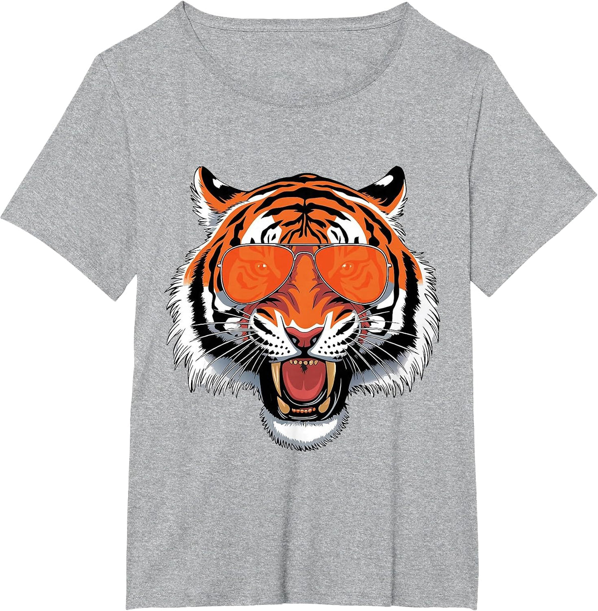Cool Growling Bengal Tiger with Sunglasses T-Shirt - Heather Grey