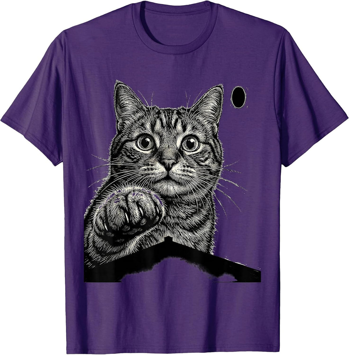 Men's Startled Tabby Cat UFO Alien Funny Novelty Gift T-Shirt - Purple