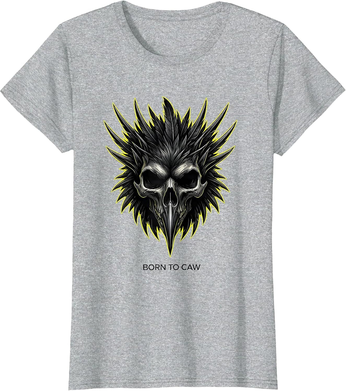 Born to Caw Crow Lover Graphic Design T-Shirt - Heather Grey