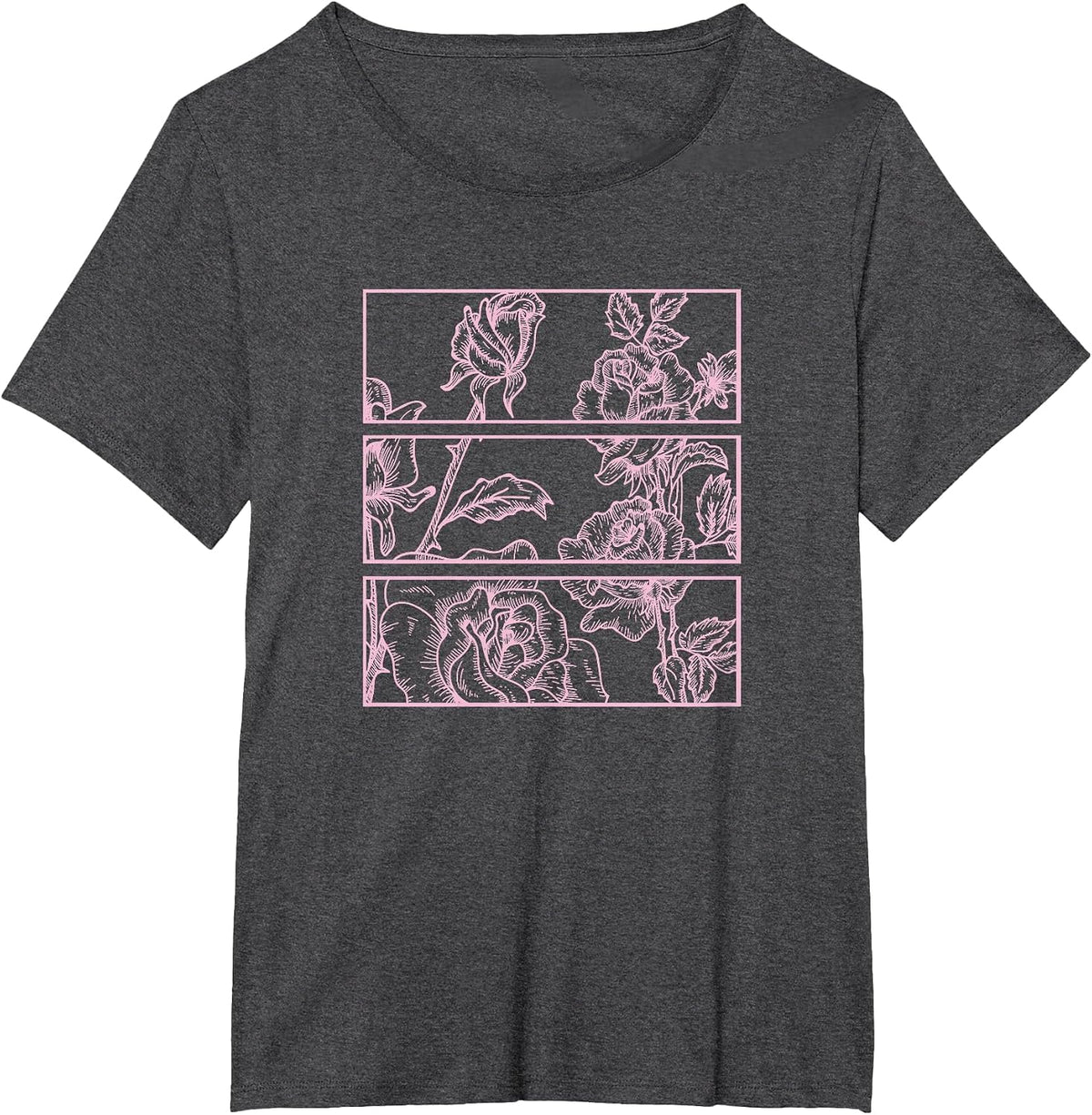 Pink Roses Kawaii Aesthetic Soft Grunge Pastel Goth e-Girl T-Shirt - Dark Heather Grey