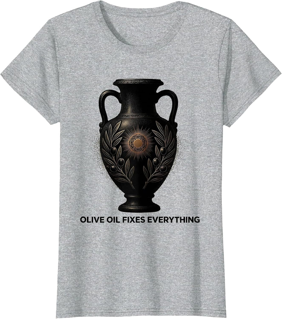 Olive Oil Fixes Everything Italian Pride Design T-Shirt - Heather Grey