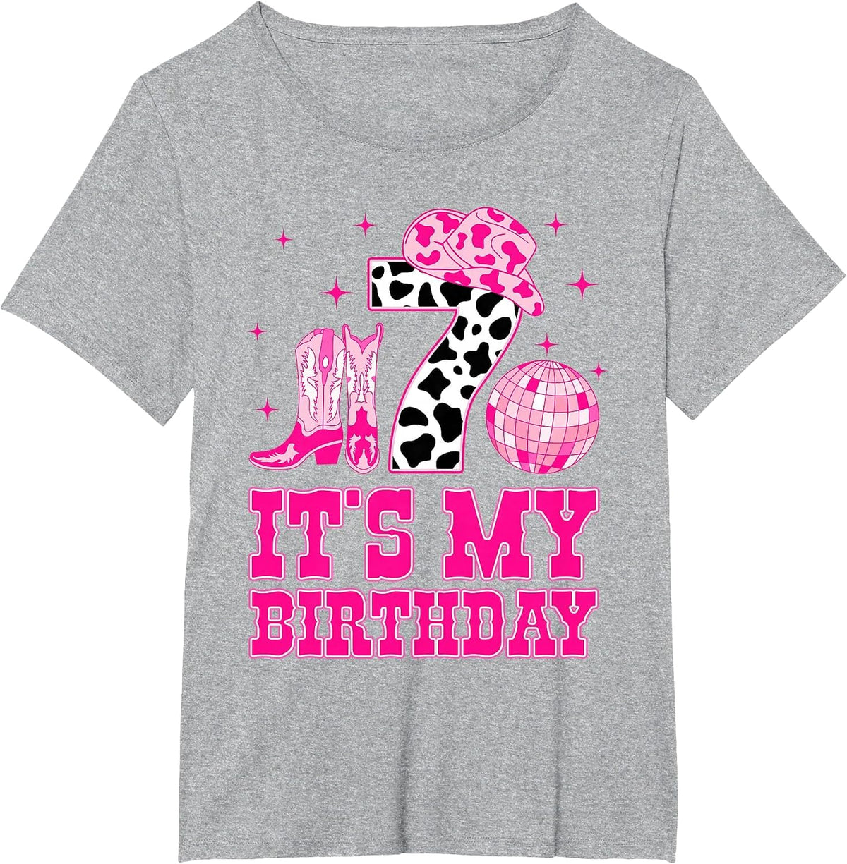 It's My 7th Birthday Cowgirl 7 Years Old Western Kids Girls T-Shirt - Heather Grey