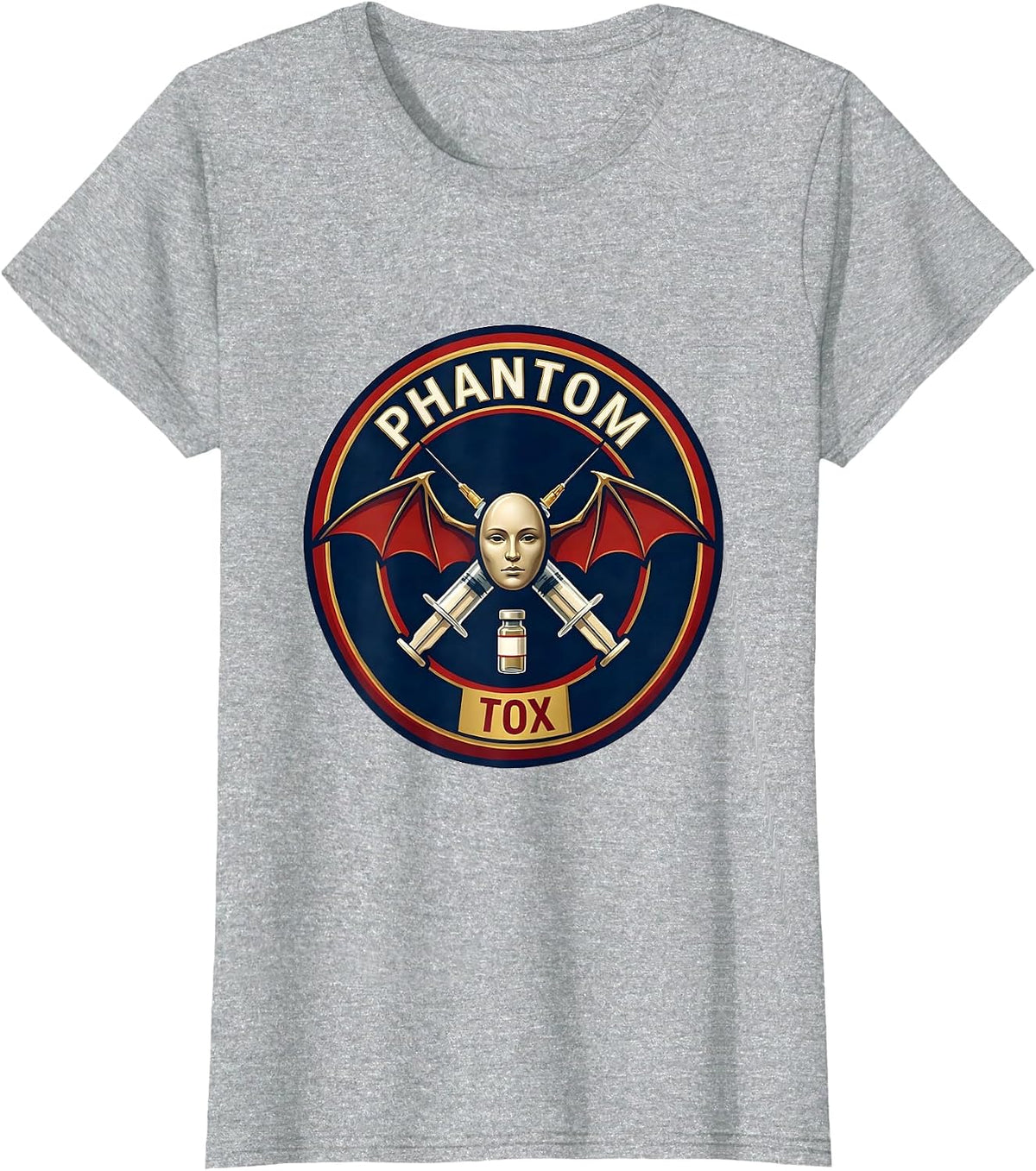 Women's Phantom Tox Aesthetic Nurse Injector Halloween Humor T-Shirt - Heather Grey