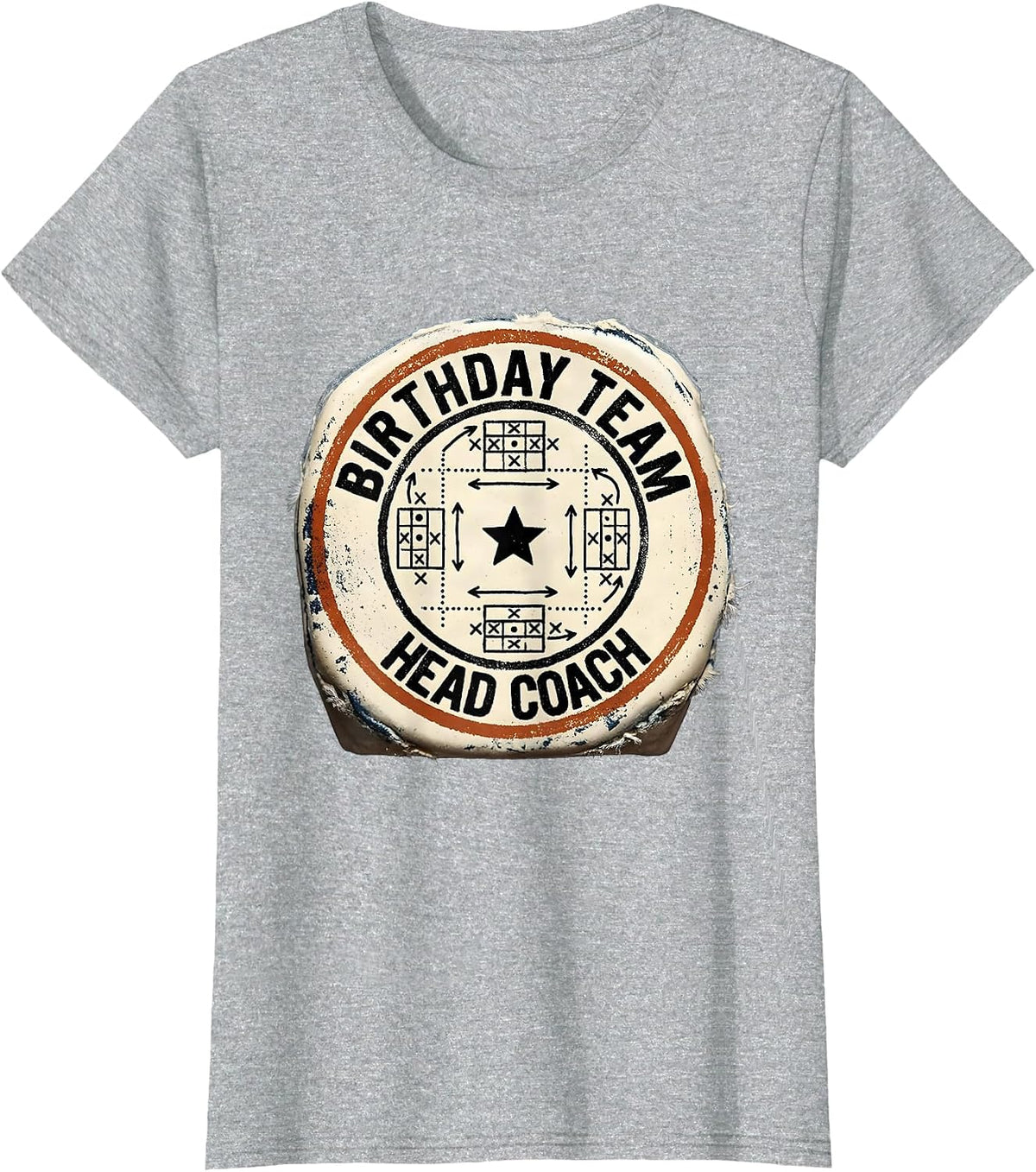 Birthday Team Head Coach Rubber Stamp Sports Family Matching T-Shirt - Heather Grey