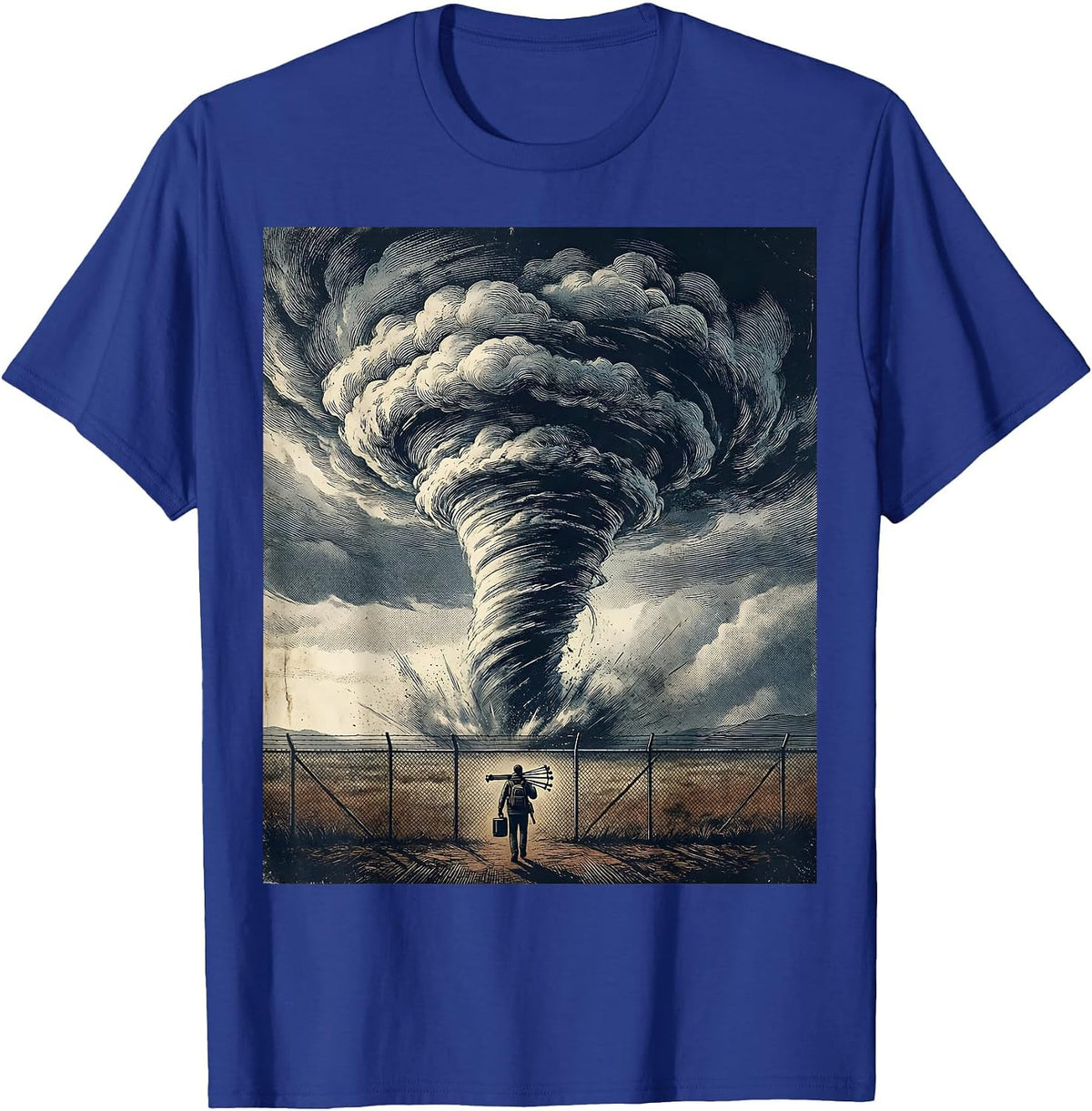 Wedge Funnel Storm Chaser Meteorology Vintage T-Shirt - Royal Blue