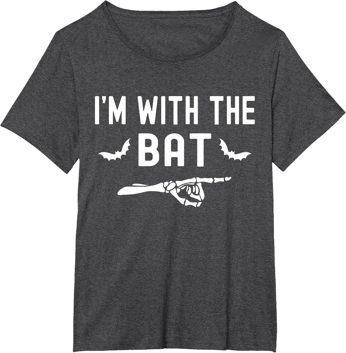 I'm with The Bat Funny Skeleton Halloween Matching Couple T-Shirt - Dark Heather Grey