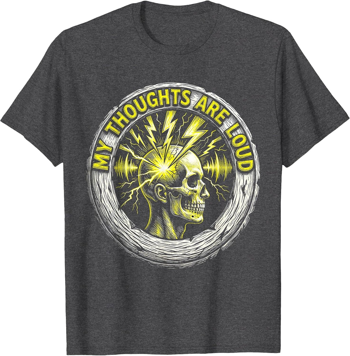 My Thoughts Are Loud ADHD Awareness Design T-Shirt - Dark Heather Grey