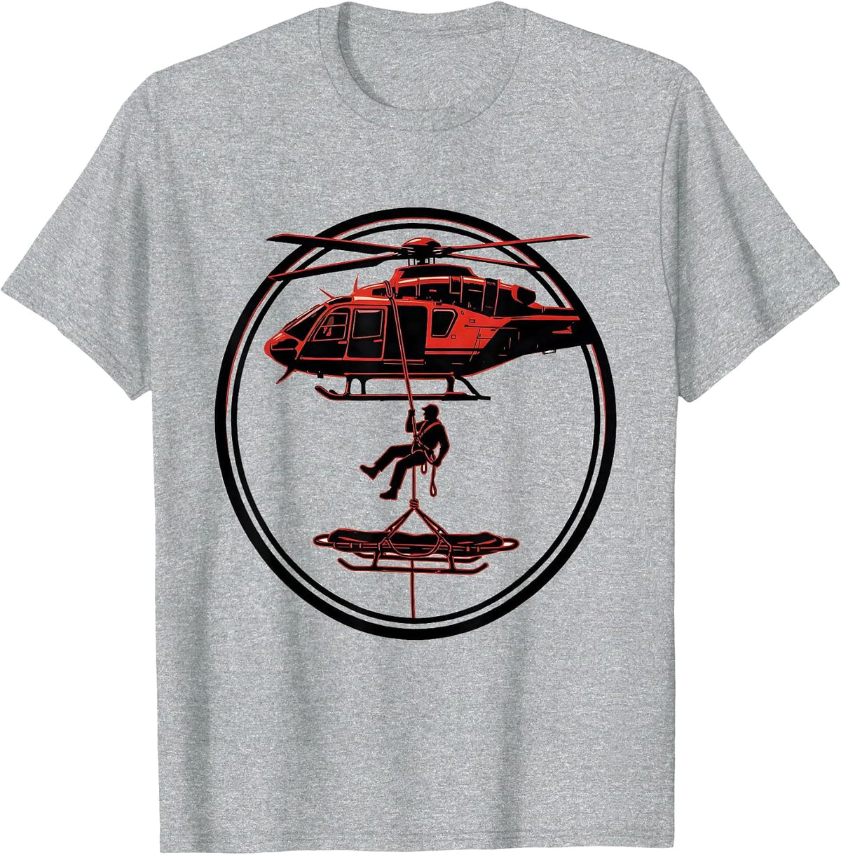 Men's Paramedic Helicopter Rappel Emergency Rescue Graphic T-Shirt - Heather Grey