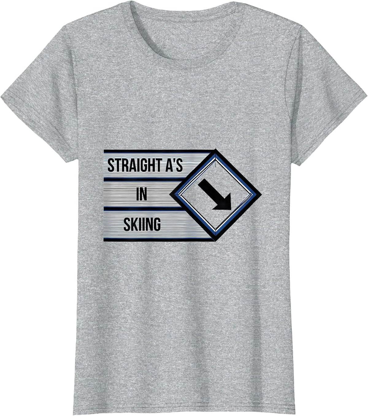 Straight A's In Skiing Geometric Funny Ski Lover Gift T-Shirt - Heather Grey