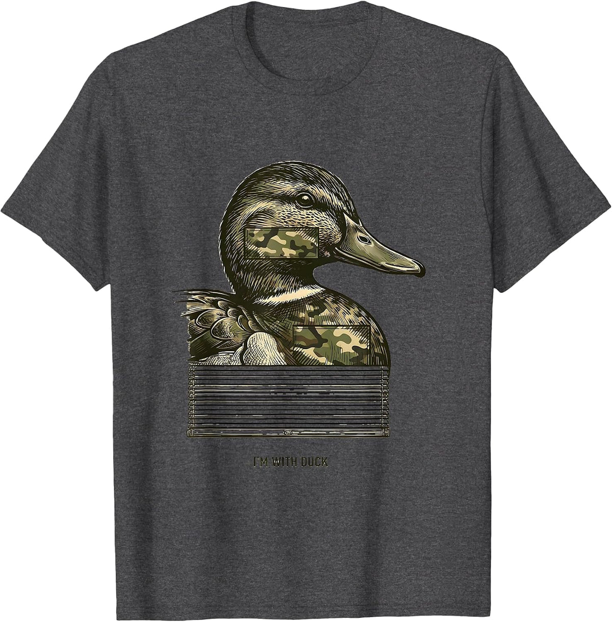 I'm With Duck Funny Duck Camo Outdoor Hunting Gift T-Shirt - Dark Heather Grey