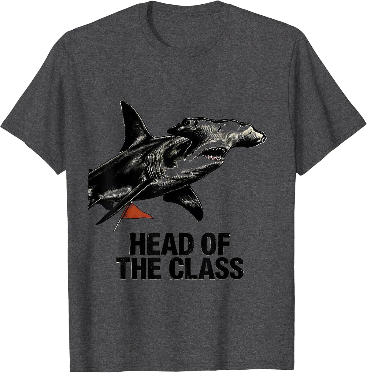 Men's Head Of The Class Funny Shark Lover Marine Biology Humor T-Shirt - Dark Heather Grey