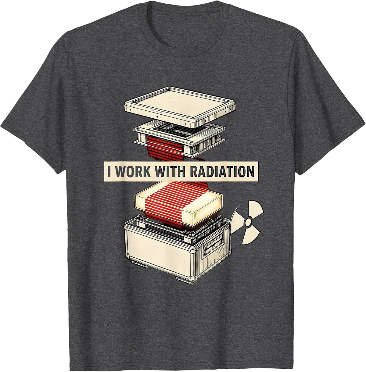 Men's I Work With Radiation Funny Radiology Tech X-Ray CT MRI T-Shirt - Dark Heather Grey