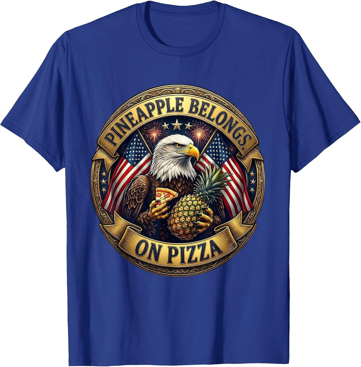Pineapple Belongs On Pizza Funny Hawaiian Design T-Shirt - Royal Blue