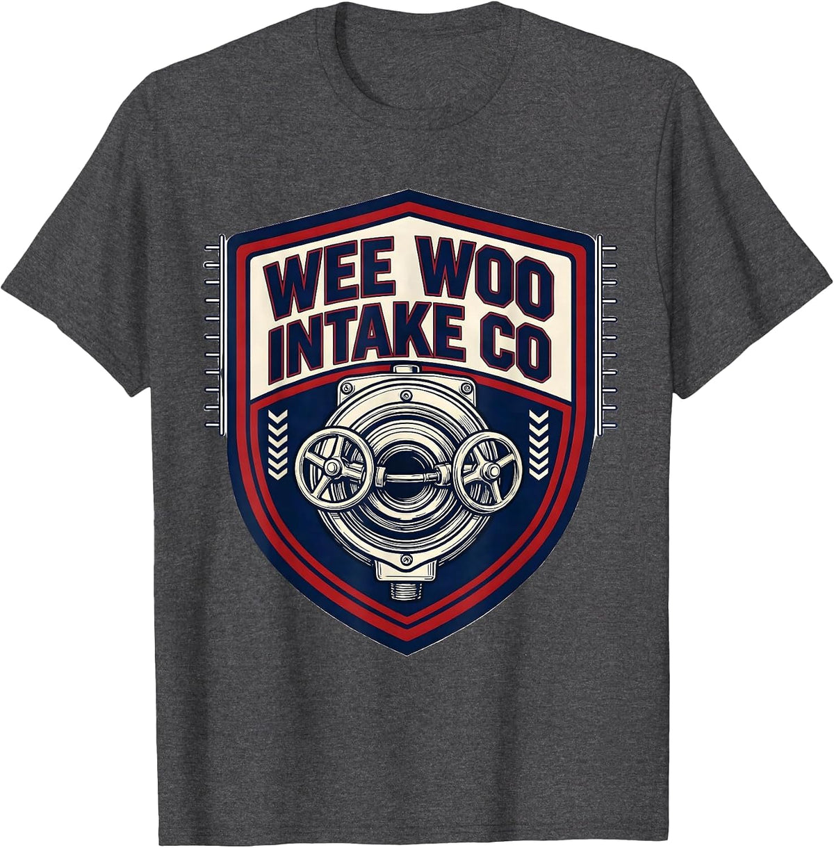 WEE WOO INTAKE CO Sports Firefighter Department Pride Humor T-Shirt - Dark Heather Grey