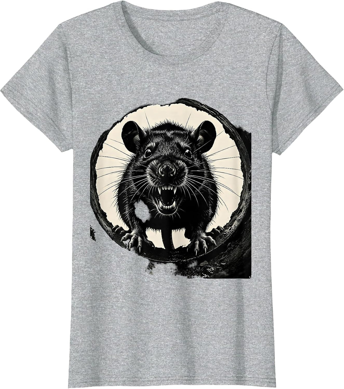 Feral Rat Sewer Drain Dark Urban Graphic T-Shirt - Heather Grey