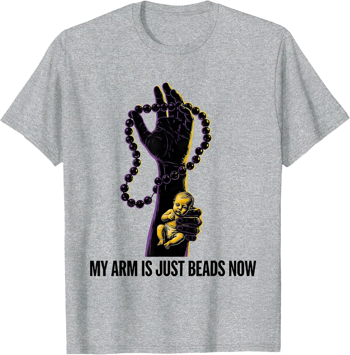 Men's My Arm Is Just Beads Now Festive Mardi Gras Carnival Party T-Shirt - Heather Grey