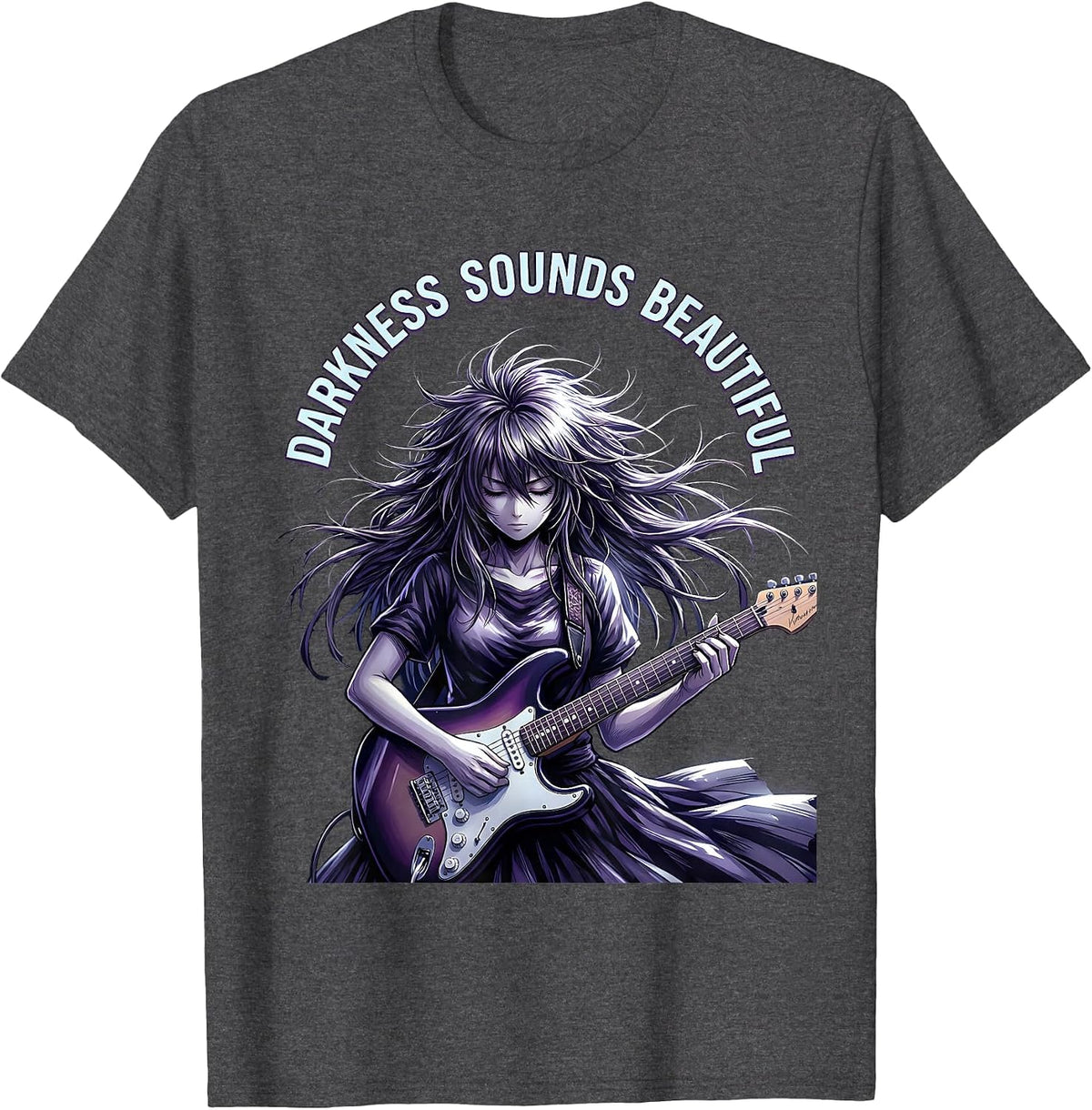Men's Darkness Sounds Beautiful Metal Band Design T-Shirt - Dark Heather Grey