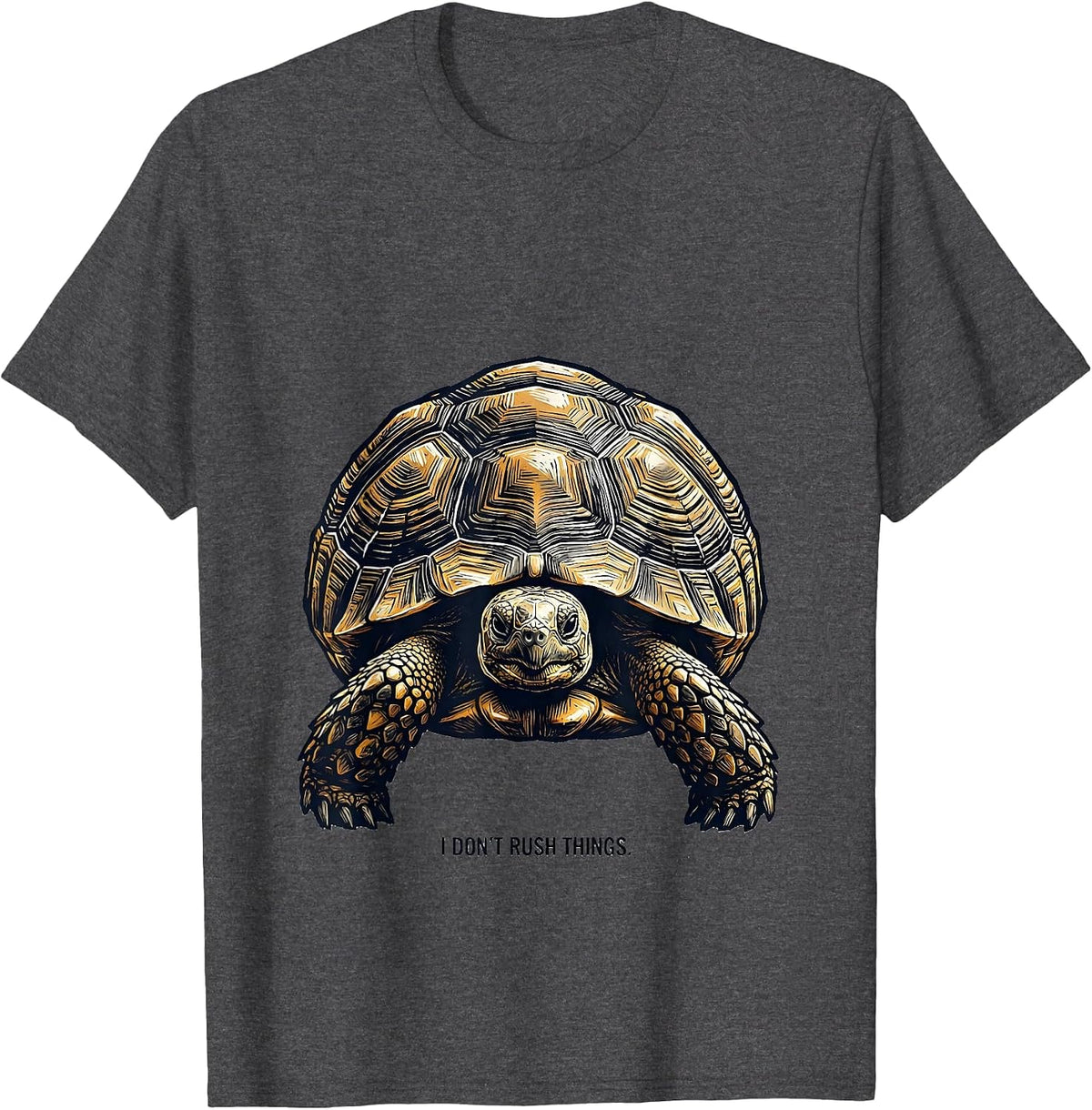 I Don't Rush Things Funny Tortoise Lover Pet Humor T-Shirt - Dark Heather Grey