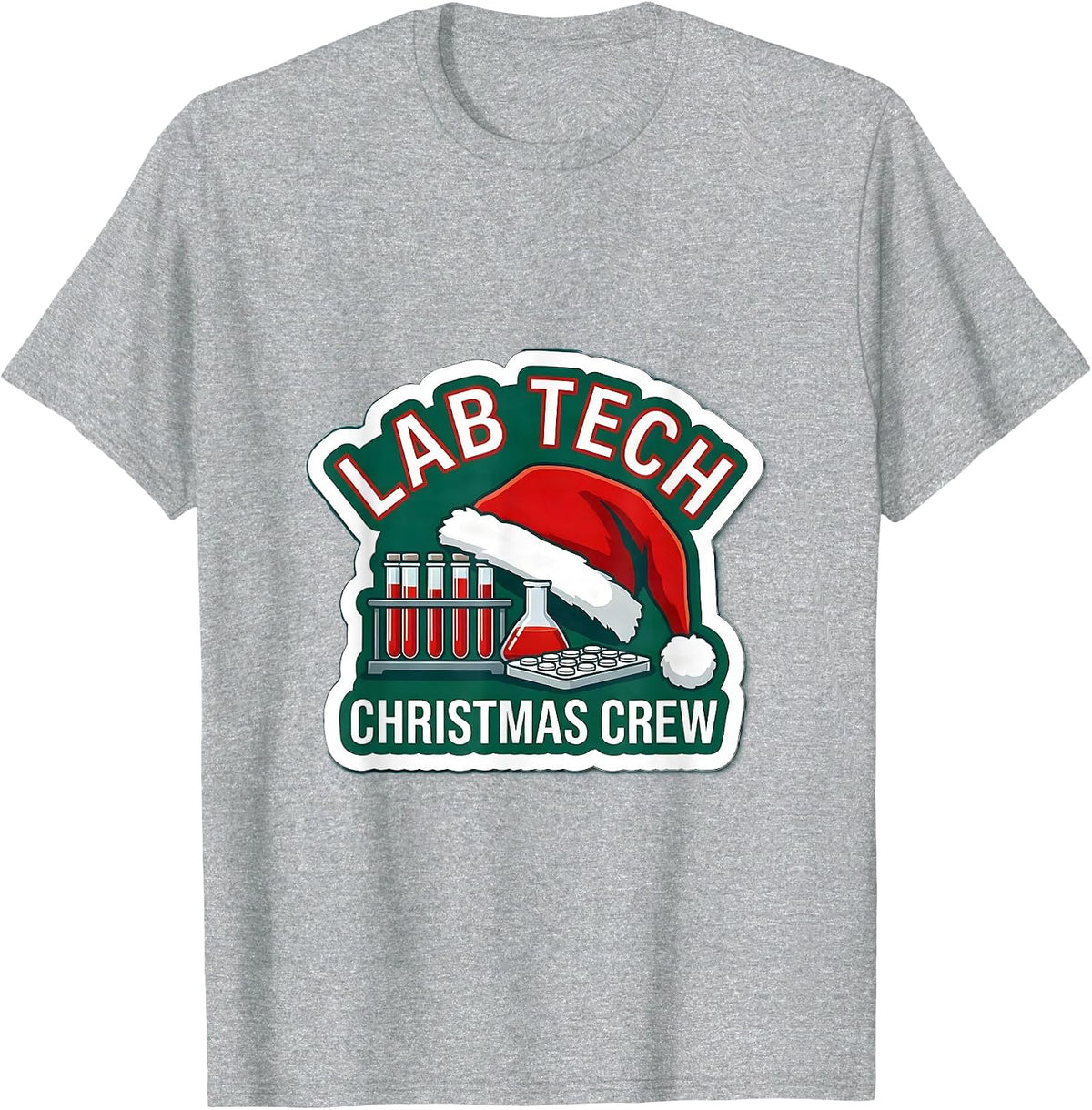 Men's Lab Tech Christmas Crew Funny Pharmacy Technician Holiday T-Shirt - Heather Grey