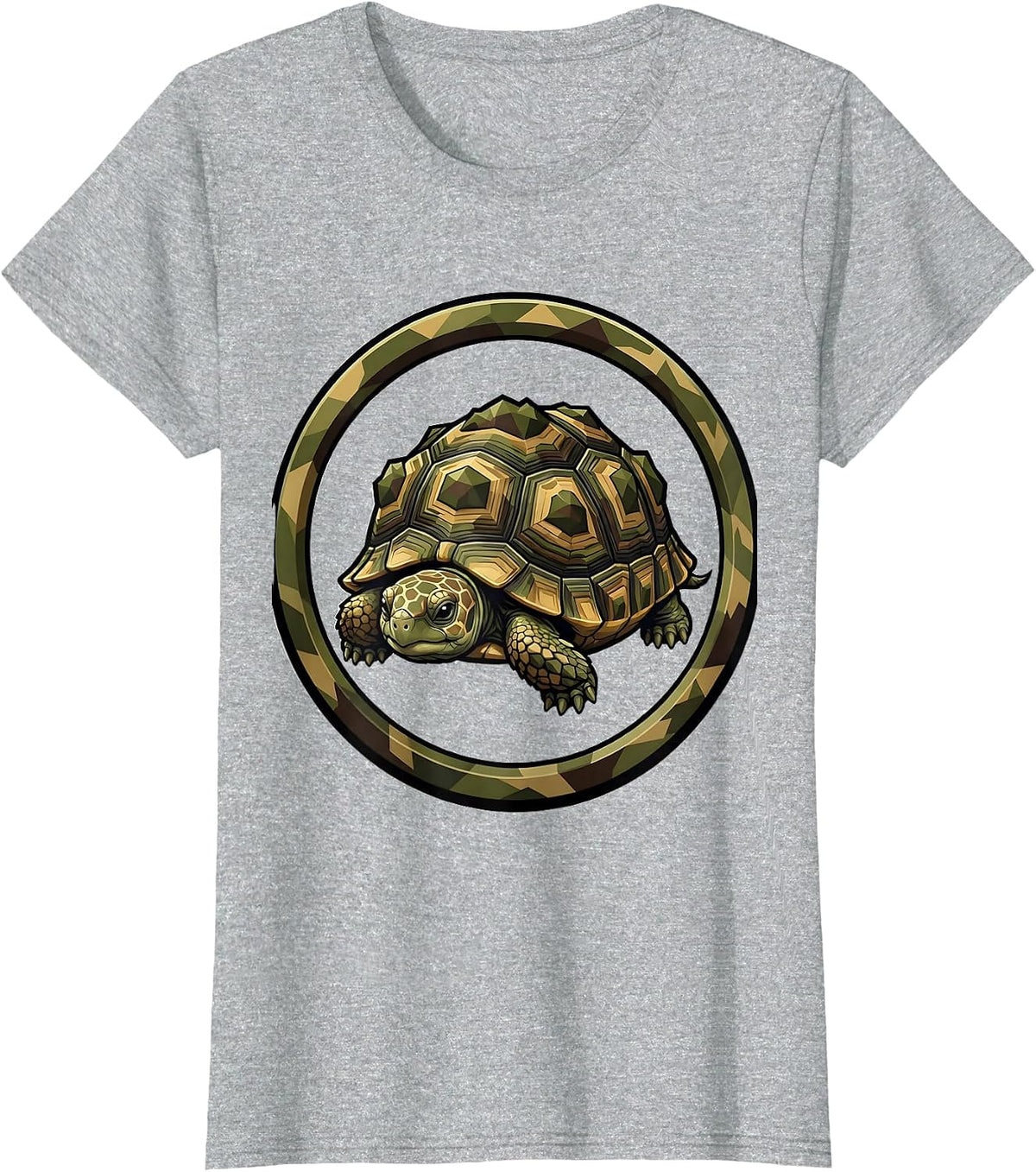 Baby Turtle Camo Shell Cute Wildlife Graphic T-Shirt - Heather Grey