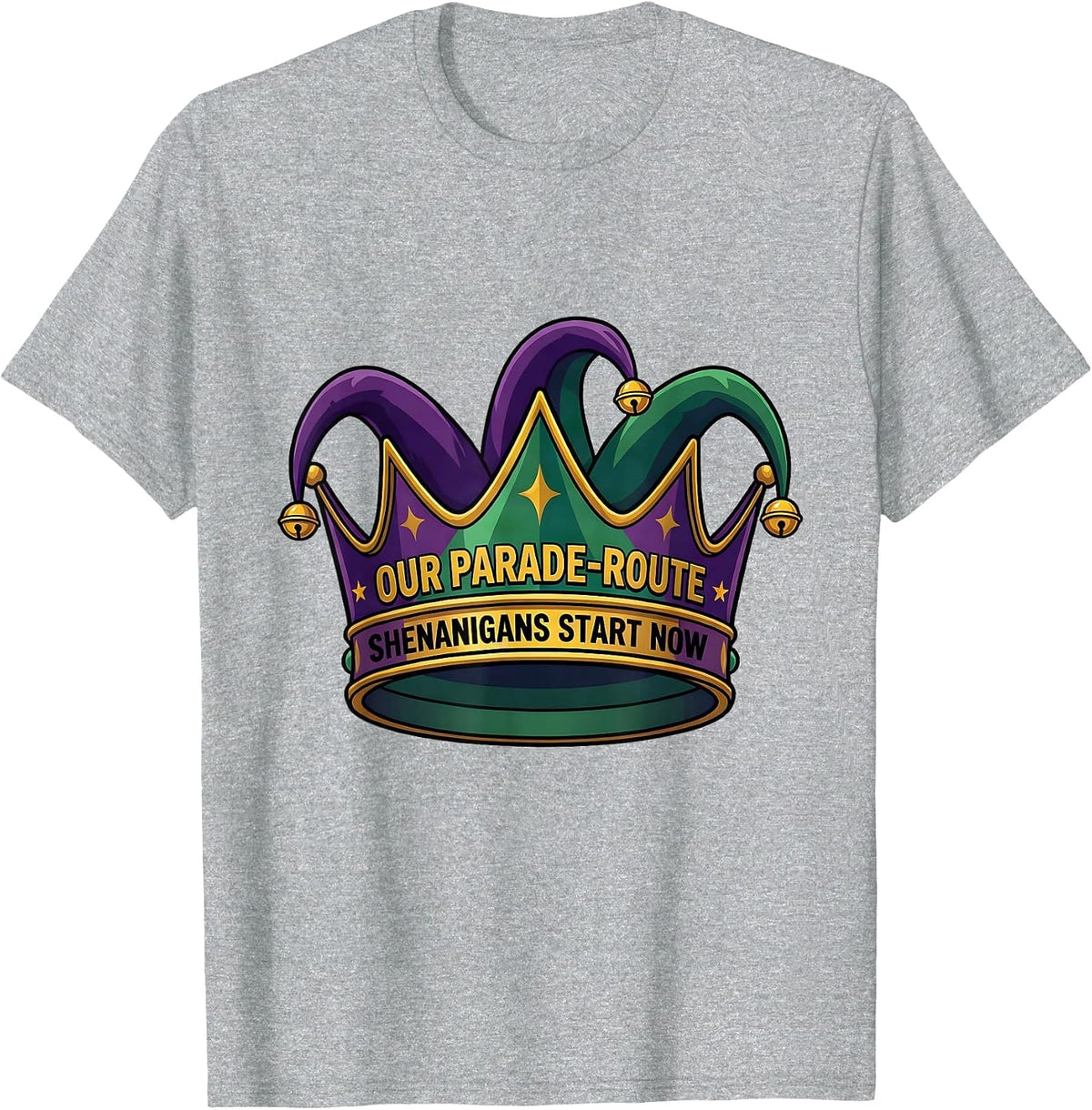 Men's Our Parade-Route Shenanigans Start Now Mardi Gras Carnival T-Shirt - Heather Grey