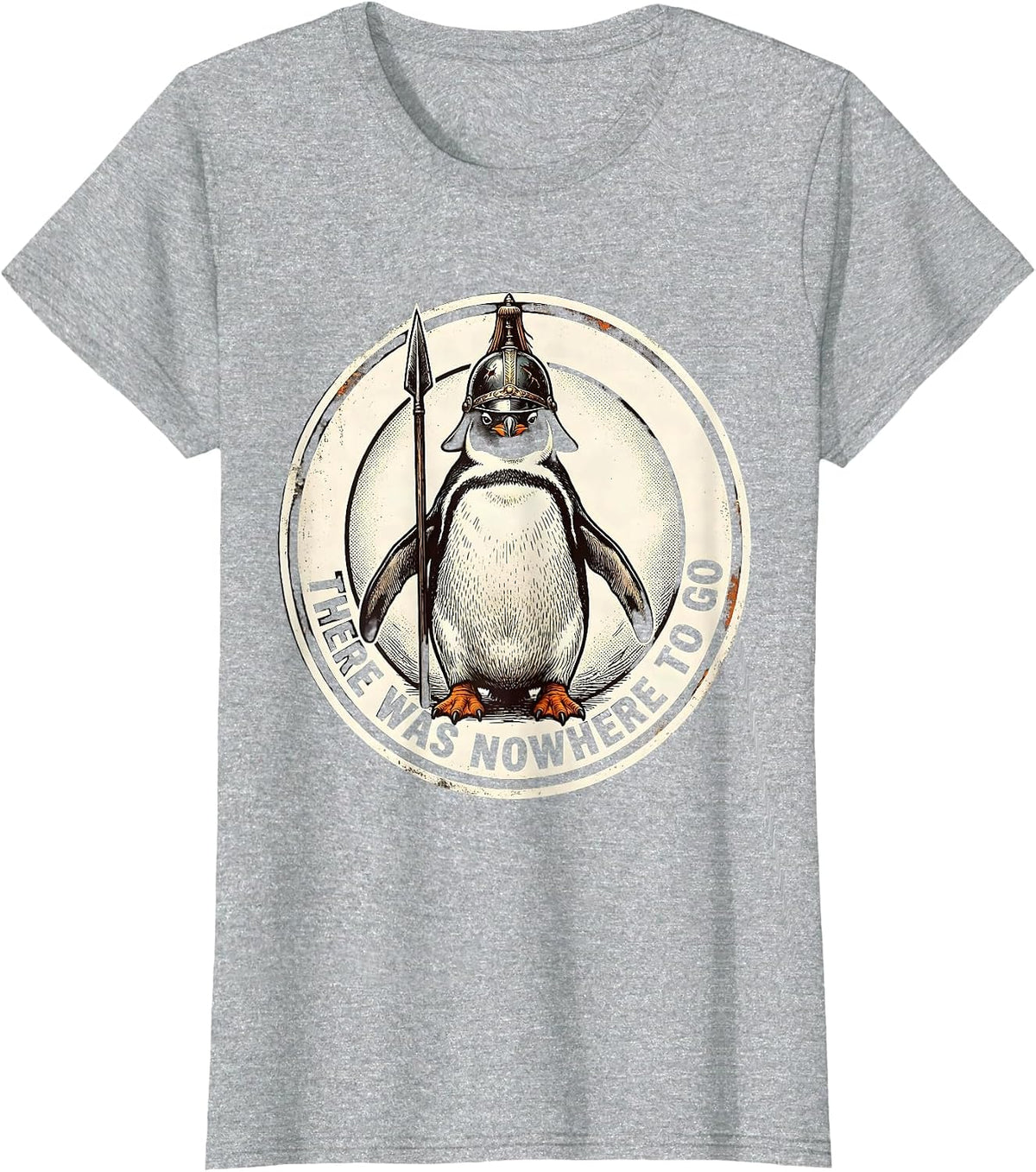 There Was Nowhere To Go Vintage Funny Penguin Martial Arts T-Shirt - Heather Grey
