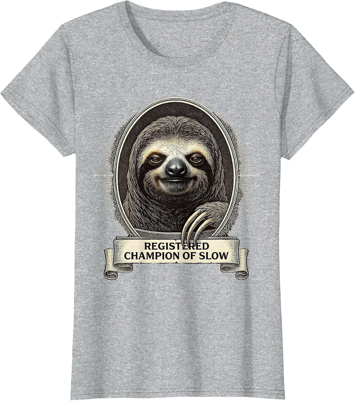 Registered Champion of Slow Funny Sloth Lover Gift T-Shirt - Heather Grey