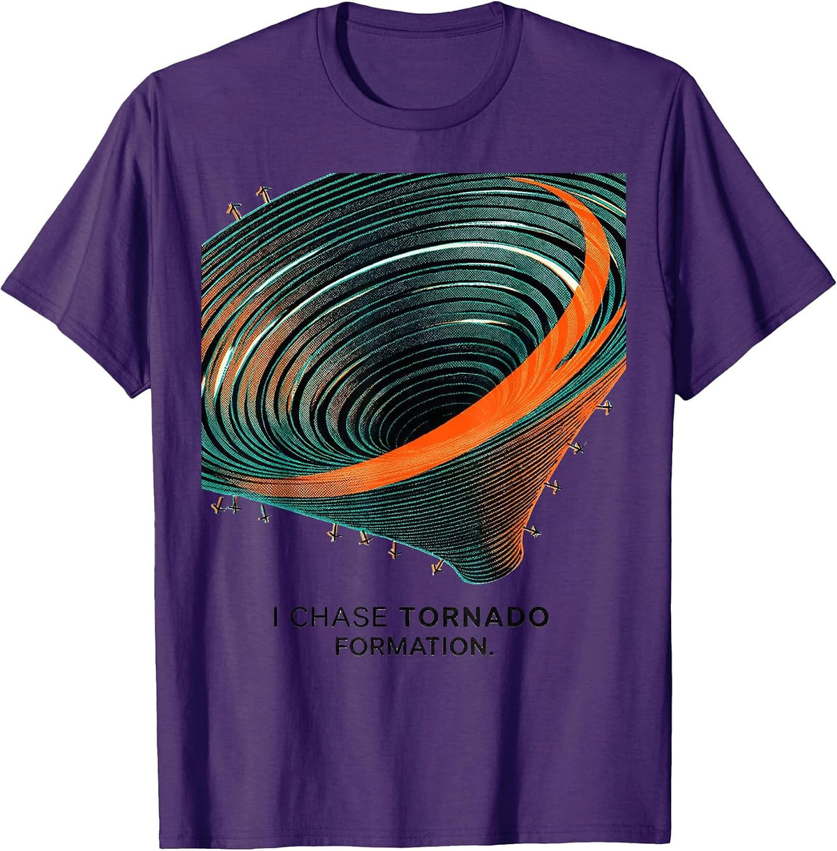 I Chase Tornado Formation Risograph Meteorology Storm Chaser T-Shirt - Purple