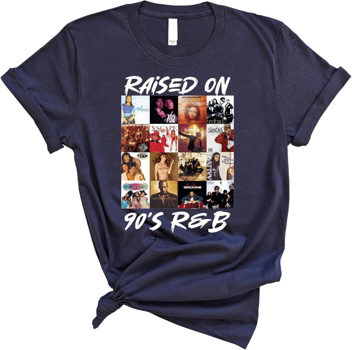 Raised On 90s R&B T-Shirt, Vintage Music Lover Tee for Fans of 1990s R&B Nostalgia, Music Era Clothing for Adults and Teens