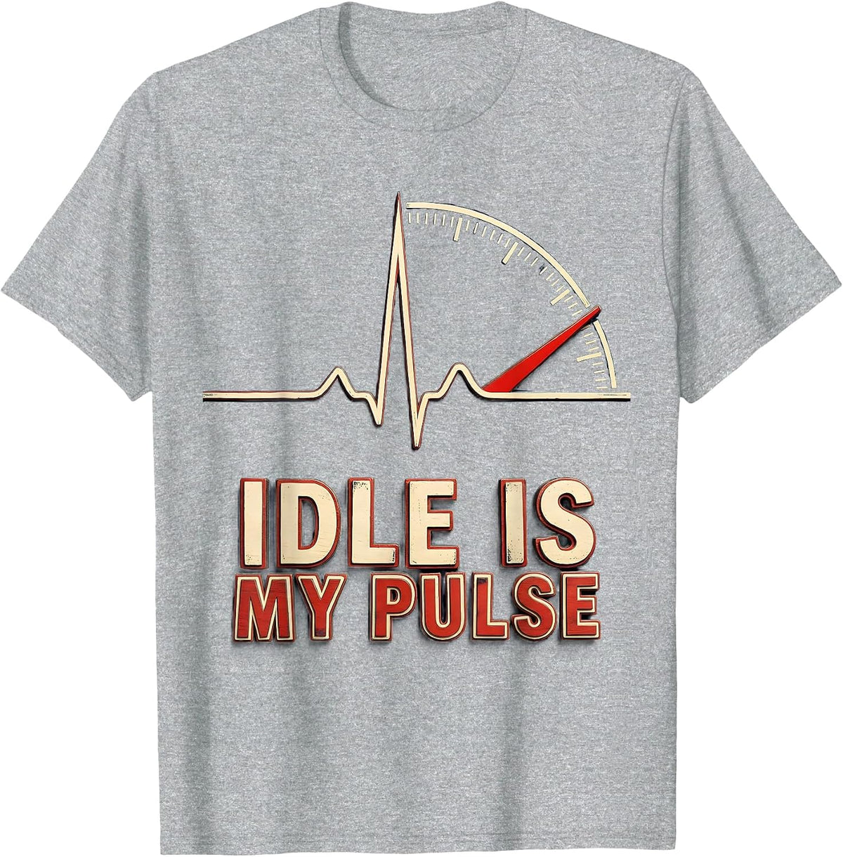 Men's Idle Is My Pulse Funny Car Guy Auto Mechanic Heartbeat T-Shirt - Heather Grey