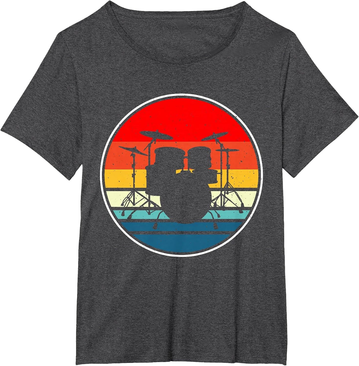 Drums Retro Vintage Sunset T-Shirt - Dark Heather Grey