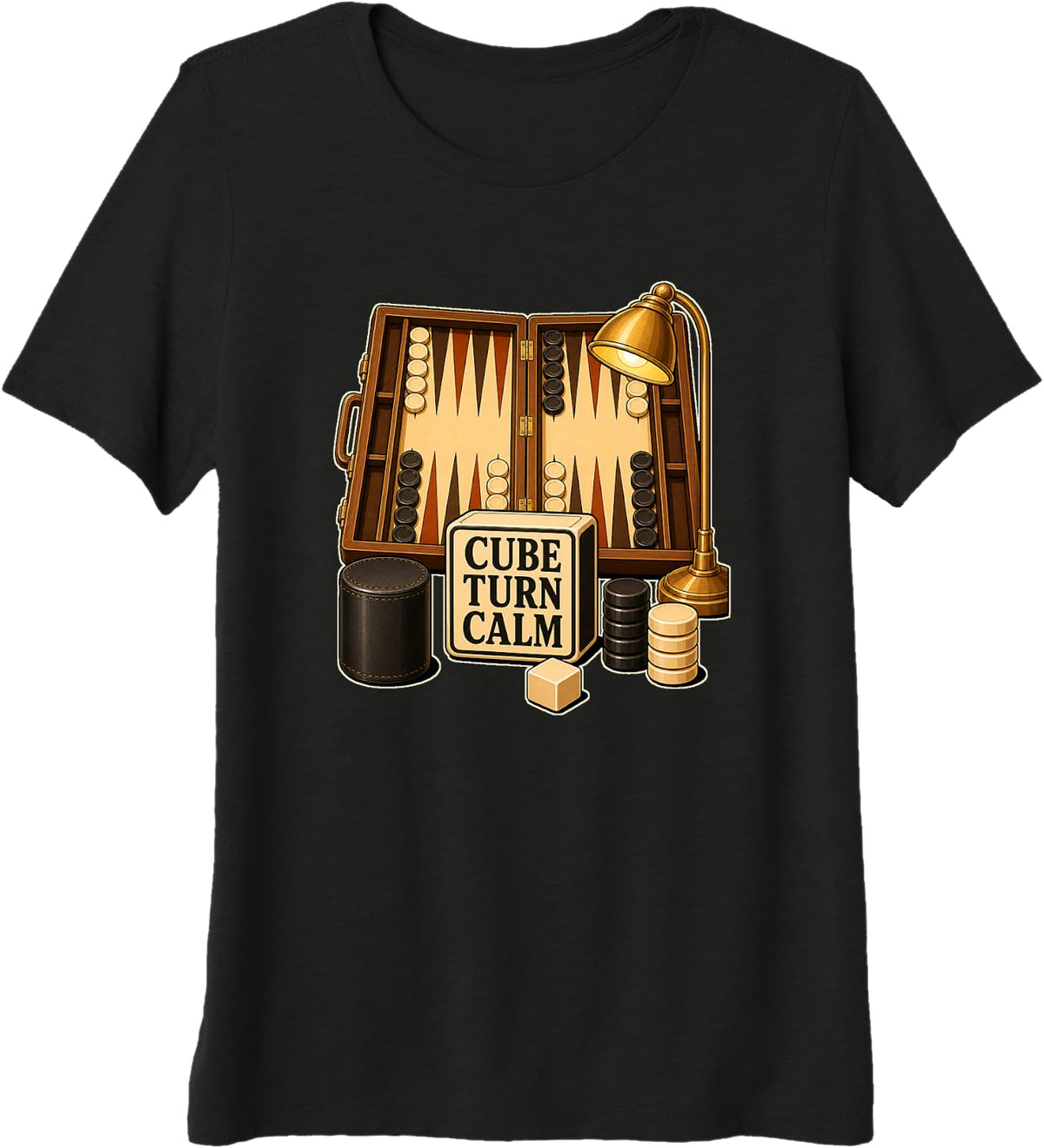 Cube Turn Calm Backgammon Dice Cup Lighted Board Game Table Premium Tri-Blend T-Shirt - Black