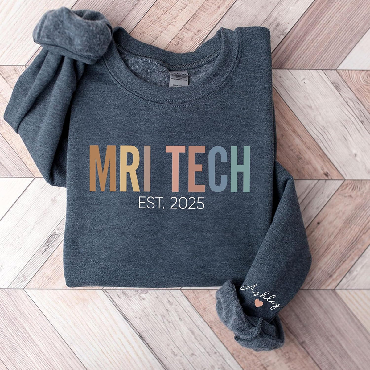 Personalized MRI Tech Sweatshirt, Custom Radiology Shirt, MRI Technician Gift, Gift for Imaging Specialist - size chart