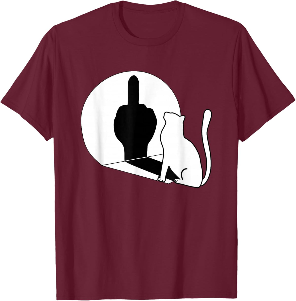 Funny Cat Middle Finger Chinese Shadow T-Shirt T-Shirt - Burgundy