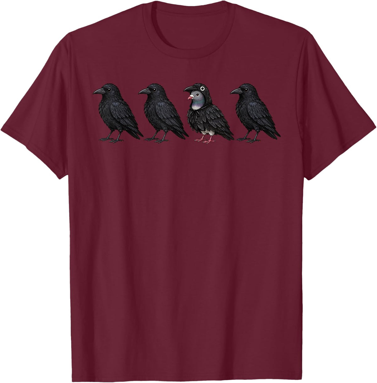 Funny Crow Pigeon Halloween Costume Crow Bird Lover T-Shirt - Burgundy