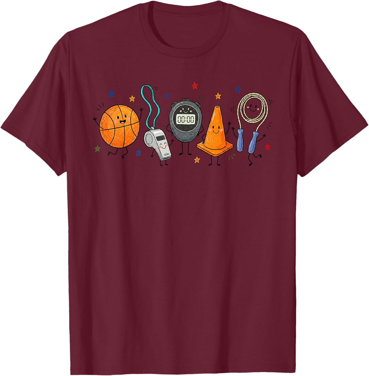 Physical Education Teacher PE Teacher Funny Gym Teacher T-Shirt - Burgundy