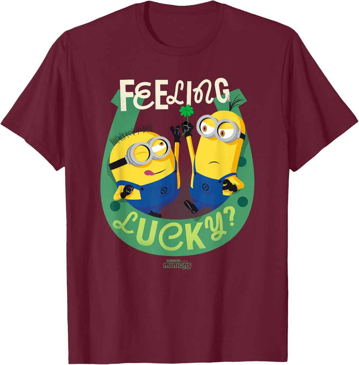 Minions Feeling Lucky T-Shirt - Burgundy