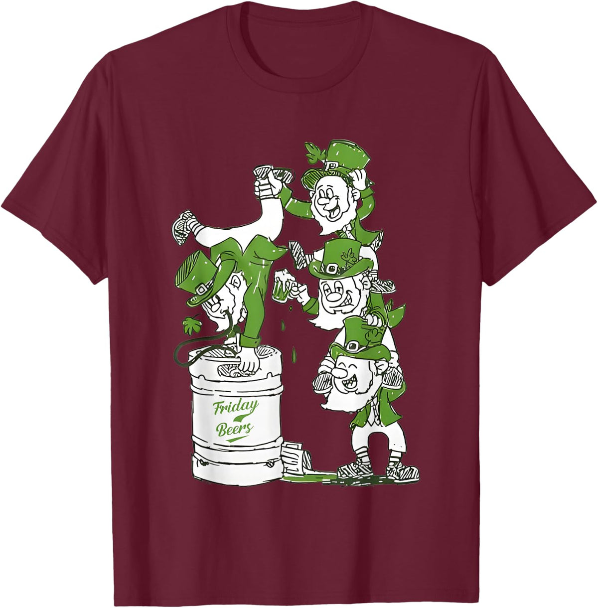 Irish Keg Stand Friday Beer T-Shirt - Burgundy