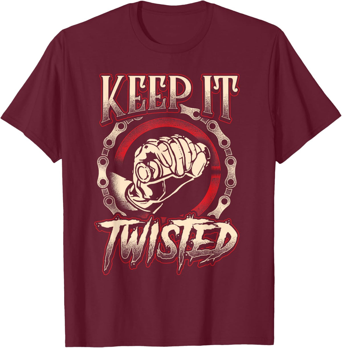 Biker "Keep It Twisted" Funny Motorbike Dirt Or Racing T-Shirt - Burgundy