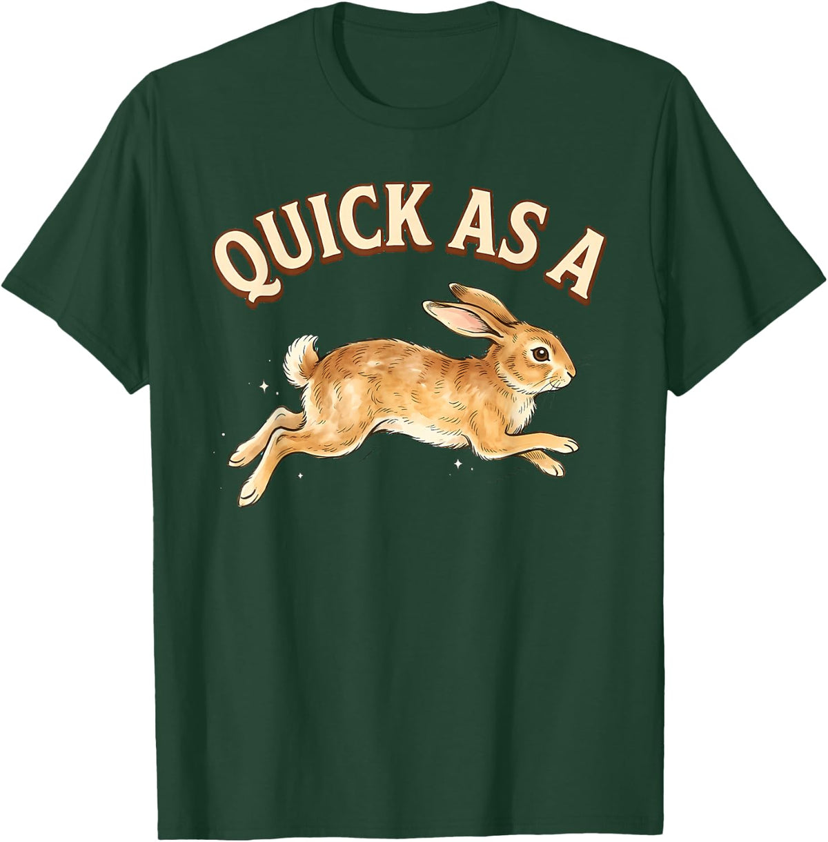 Quick As A Rabbit Vintage Storybook Animal Rebus T-Shirt - Dark Green