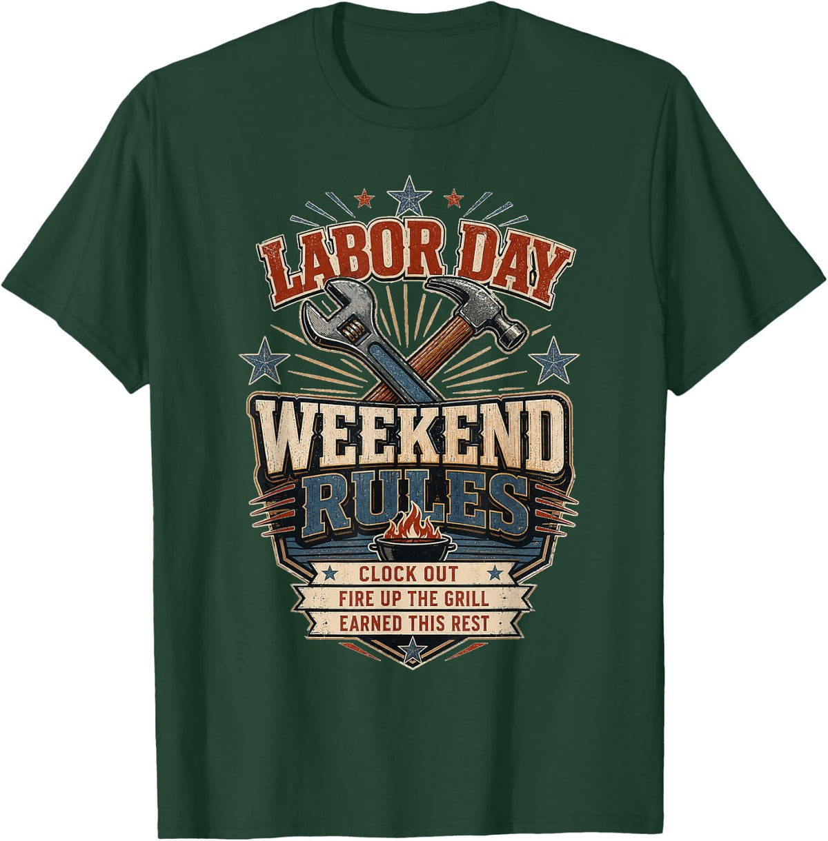 Labor Day Weekend Rules T-Shirt - Dark Green